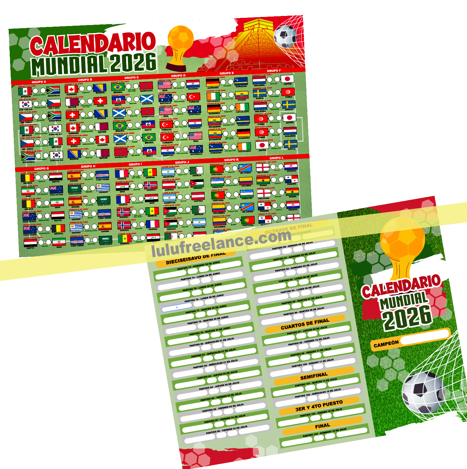 Folleto Quiñiela del Mundial 2026 - CALENDARIO DE PARTIDOS