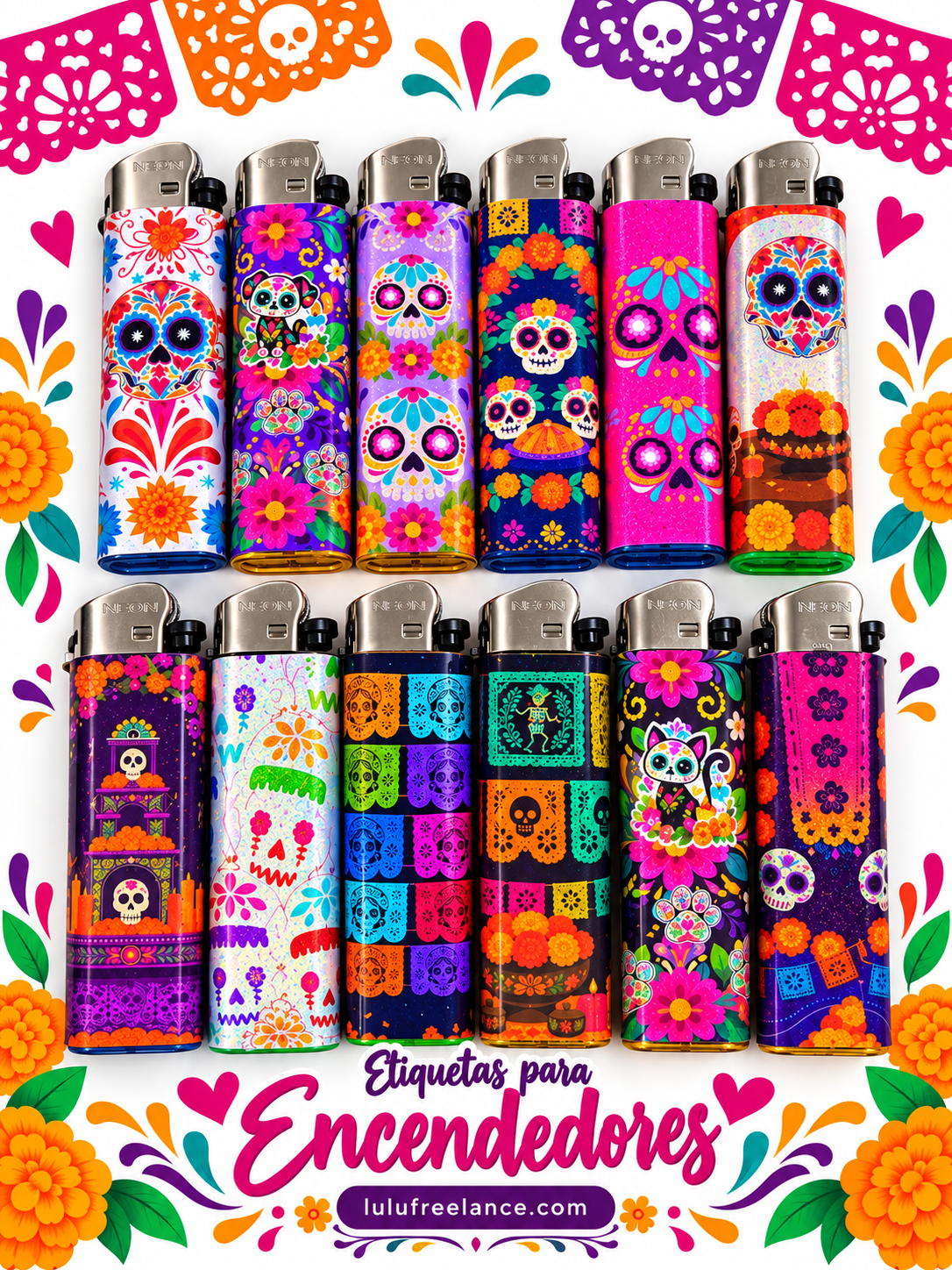 Etiquetas mini papel picado 2026