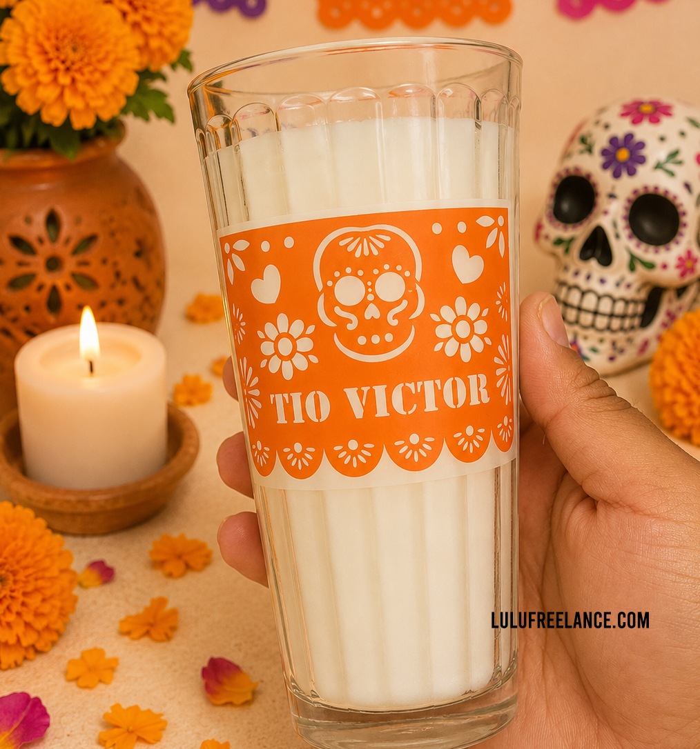 Etiqueta de Papel Picado para Veladora