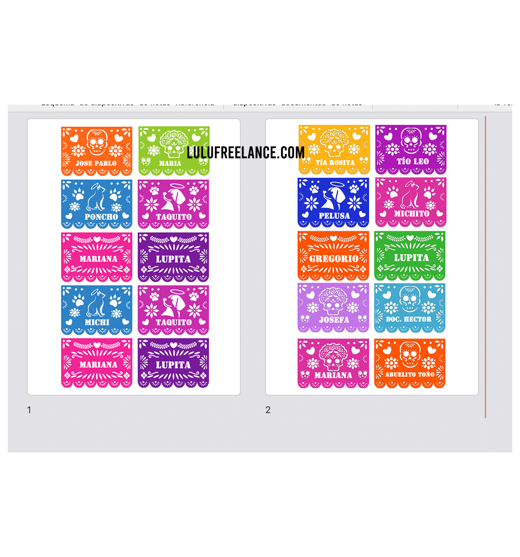 Etiqueta de Papel Picado para Veladora