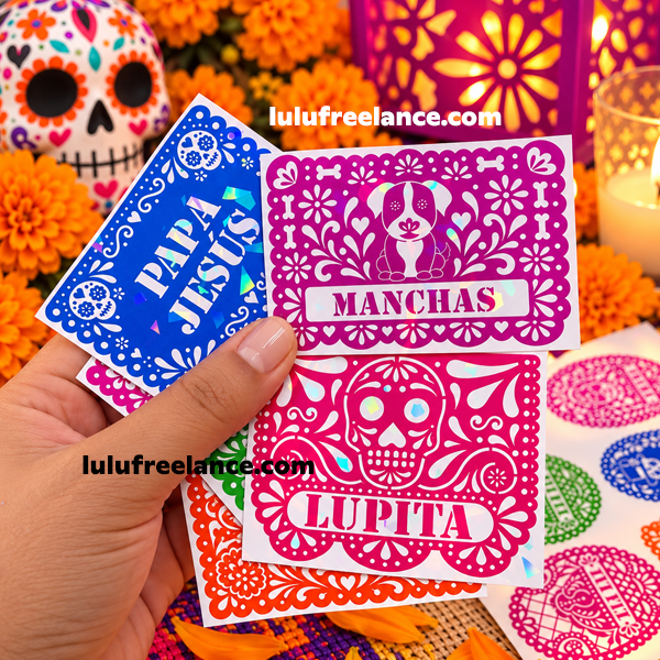 Etiquetas mini papel picado 2026