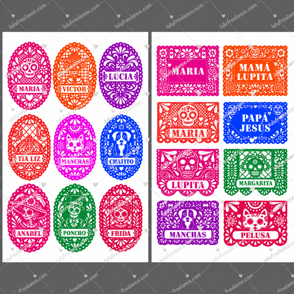 Etiquetas mini papel picado 2026